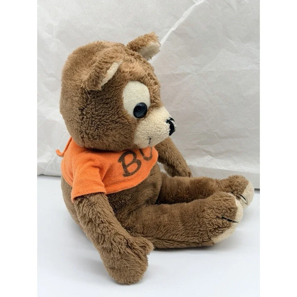 RARE 1980 Dakin Peek A BOO Bear In Orange Shirt 15” Brown Stuffed Animal Toy